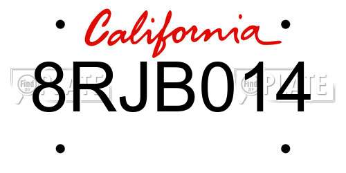 8RJB014 California License Plate