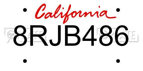 8RJB486 California License Plate