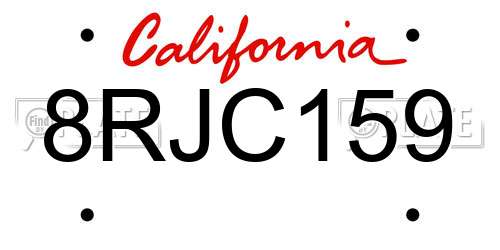 8RJC159 California License Plate