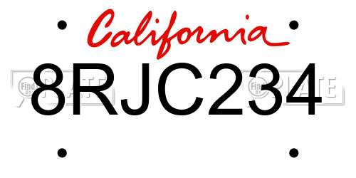 8RJC234 California License Plate