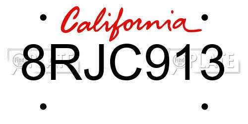 8RJC913 California License Plate