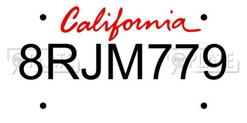 8RJM779 California License Plate