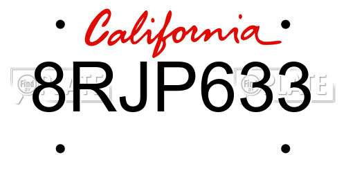 8RJP633 California License Plate