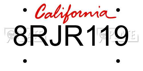 8RJR119 California License Plate