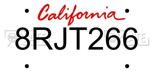 8RJT266 California License Plate