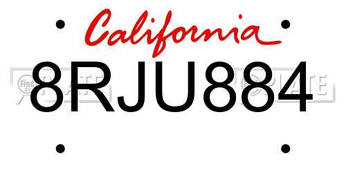 8RJU884 California License Plate