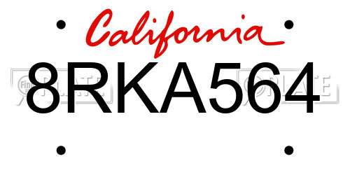 8RKA564 California License Plate