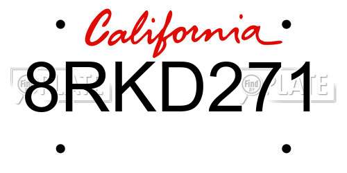 8RKD271 California License Plate