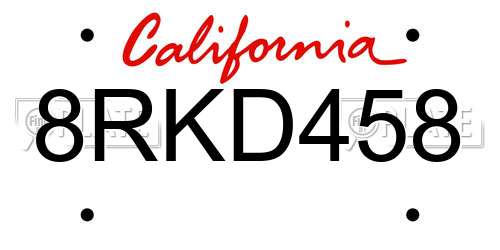 8RKD458 California License Plate