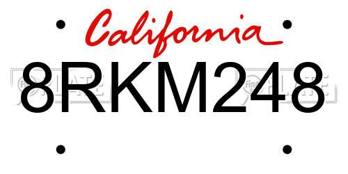 8RKM248 California License Plate