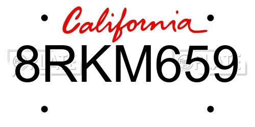 8RKM659 California License Plate