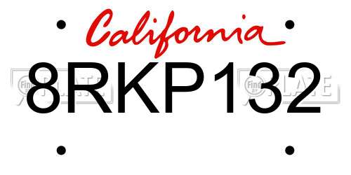8RKP132 California License Plate