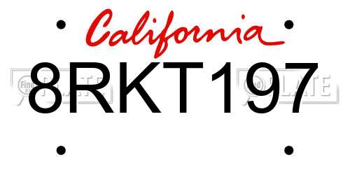 8RKT197 California License Plate
