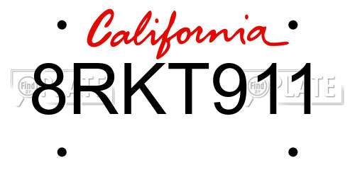 8RKT911 California License Plate