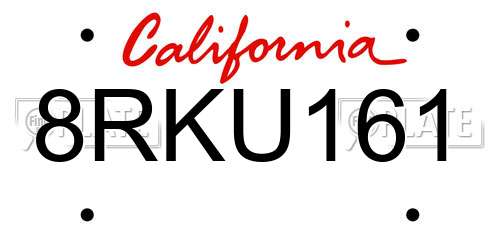 8RKU161 California License Plate