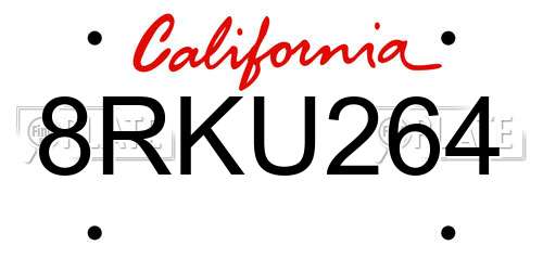 8RKU264 California License Plate