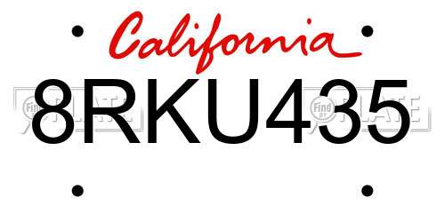 8RKU435 California License Plate