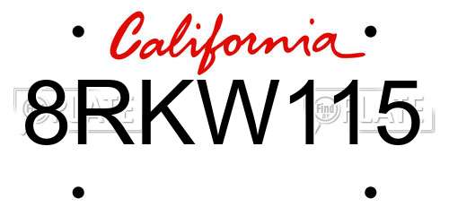8RKW115 California License Plate