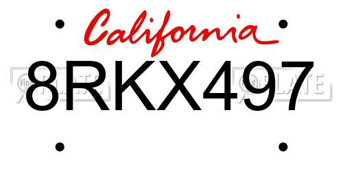 8RKX497 California License Plate