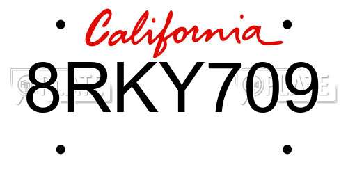 8RKY709 California License Plate