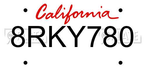 8RKY780 California License Plate