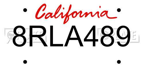 8RLA489 California License Plate