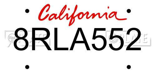 8RLA552 California License Plate