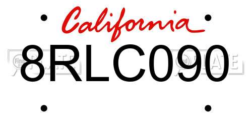 8RLC090 California License Plate