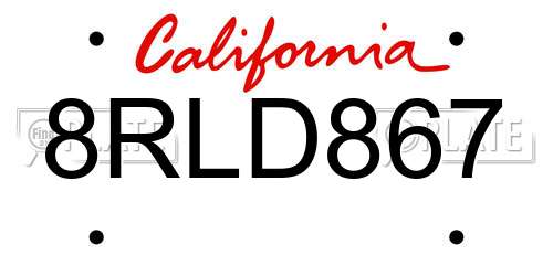 8RLD867 California License Plate