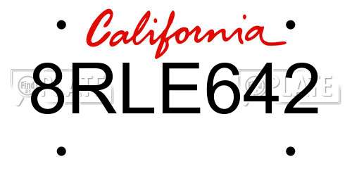 8RLE642 California License Plate