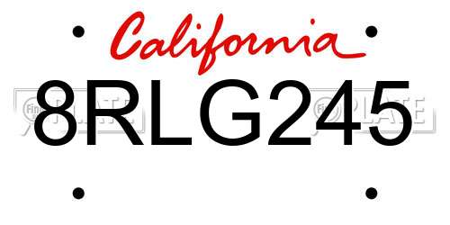 8RLG245 California License Plate