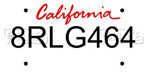 8RLG464 California License Plate
