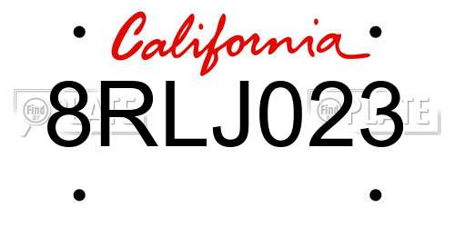 8RLJ023 California License Plate
