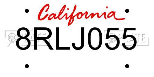 8RLJ055 California License Plate