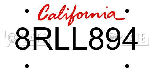 8RLL894 California License Plate