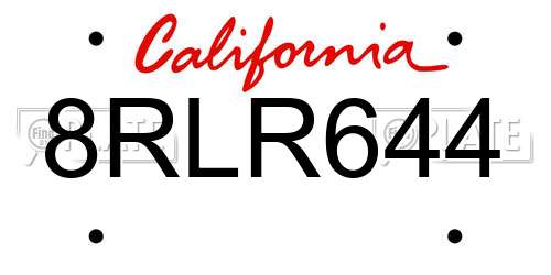 8RLR644 California License Plate