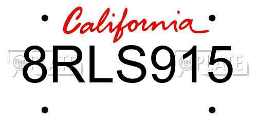 8RLS915 California License Plate