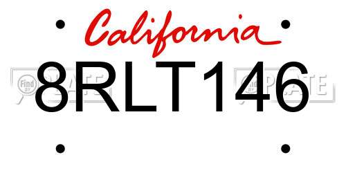 8RLT146 California License Plate