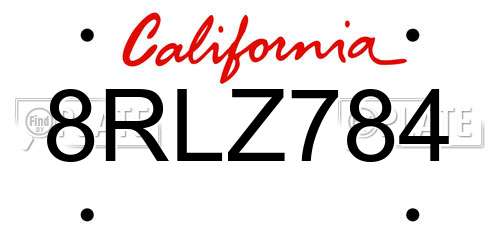 8RLZ784 California License Plate