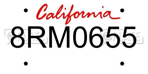 8RM0655 California License Plate