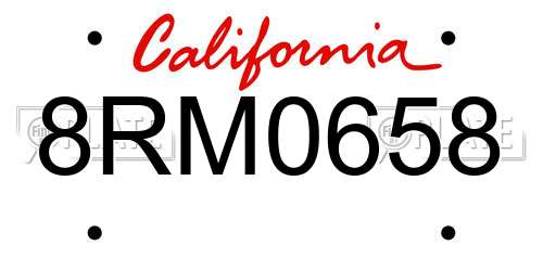 8RM0658 California License Plate