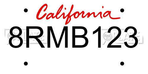 8RMB123 California License Plate