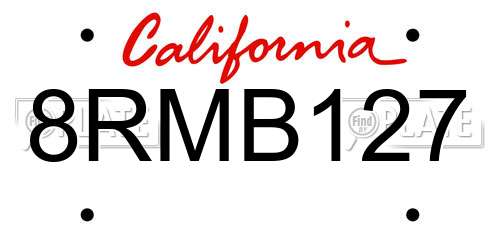 8RMB127 California License Plate