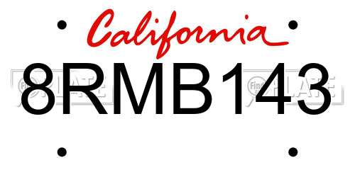 8RMB143 California License Plate