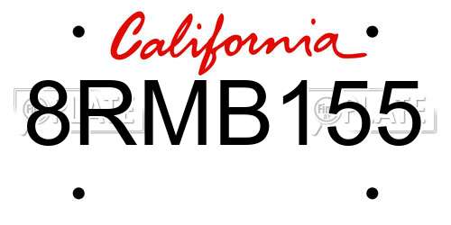 8RMB155 California License Plate