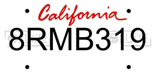 8RMB319 California License Plate