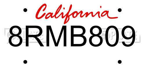 8RMB809 California License Plate