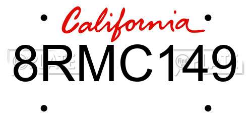 8RMC149 California License Plate
