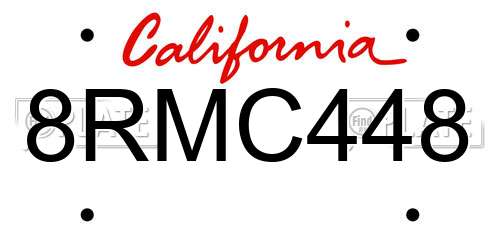 8RMC448 California License Plate