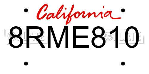 8RME810 California License Plate